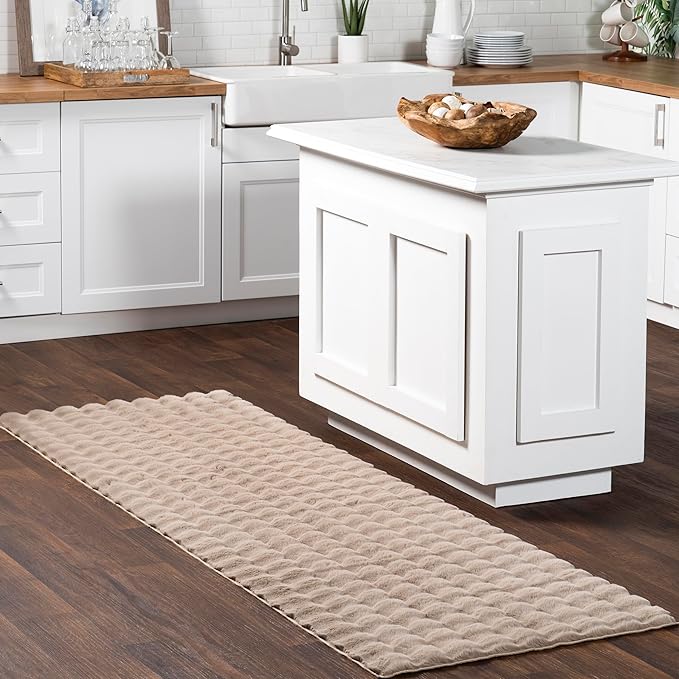 nuLOOM Jeni Taupe, 2'6" x 6', Solid Faux Rabbit, Fluffy and Cozy, High Traffic, Stain Resistant, Easy Clean, Durable Washable Runner for Bedroom, Living Room, Dining, Den, Foyer, Entryway
