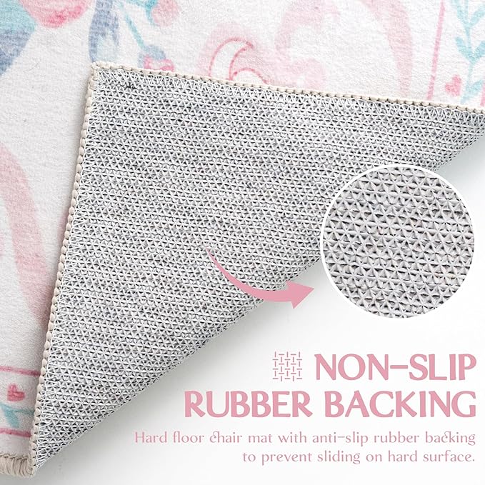 Pink Rug Bow Floral Rugs for Girls, 2x3 Washable Small Area Rug for for Entryway, Kitchen, Front Door Indoor Entrance, Non Slip Carpet for Bathroom Bedroom Living Room