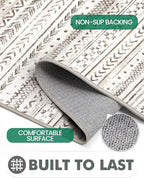LUMI Washable Rug, 23x87 Kitchen Rugs for Entryway Bathroom, Non-Slip Indoor Door Mat Ultra-Thin, Small Oriental Throw Carpet for Bedroom Entry Office, White and Brown