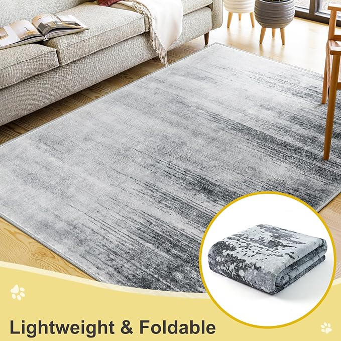 COMSLE Door Mat Soft Absorbent Indoor Front Entryway Rug Machine Washable Entrance Mats for Muddy Paws Non Slip Throw Rugs 32" x 48" Doormat for Inside Foyer Bedroom - Gray
