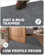 Color&Geometry Front Door Mat Indoor Non Slip Rubber Backing, 32"x48" Ultra Thin Doormat, Soft Absorbent Inside Doormat Washable Easy Clean Rugs for Entryway, Slate Gray (Rolled-up NO Creases)