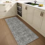 2'x6' Washable Runner Rug Utral Soft Lightweight Vintage Boho Distressed Non-Slip Backing,Low Pile Stain Resistant Farmhouse Rug for High-Traffic Hallway, Kitchen & Laundry