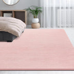 Large Area Rugs for Living Room Bedroom, 6x9 Feet Pink Rug, Minimalist Modern Shag Rug, Soft Thick Comfy Memory Foam Indoor Carpet, Non-Slip Washable Rug for Boys Girls Dorm Nursery Room Home Decor