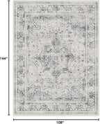 RUGGABLE Washable Vintage Area Rug – Sarrah Blue Quartz 9x12, Stain-Resistant, Non-Slip – Large Machine Washable Rugs for Living Room, Bedroom, Hallway, Entryway & Office–with Standard Pad