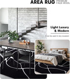 YIHOUSE Modern Washable Area Rug for Living Room Bedroom - Large Abstract Black and White Rug Non-Slip Ultra-Thin Home Decor (Dark Warping, 6'x9'ft)