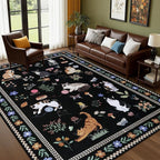 5x7 Area Rugs Living Room Rug: Vintage Washable Rug Floral Soft Carpet Indoor Floor Non-Slip Boho Stain Resistant Large Carpets for Bedroom Kids Nursery Dining Room Farmhouse Home Office Black/C01