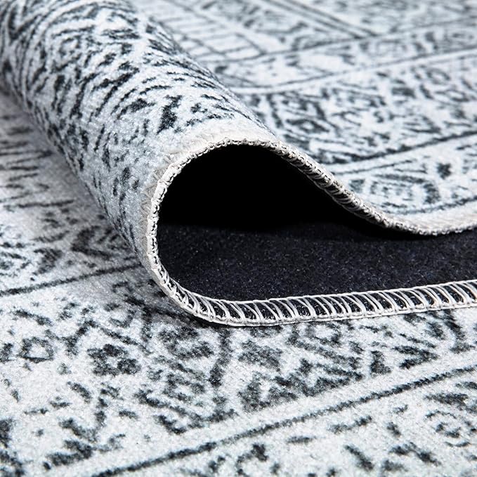 Bloom Rugs Caria Washable Non-Slip 6x9 Rug - Ivory/Black Geometric Area Rug for Living Room, Bedroom, Dining Room, and Kitchen - Exact Size: 6' x 9'