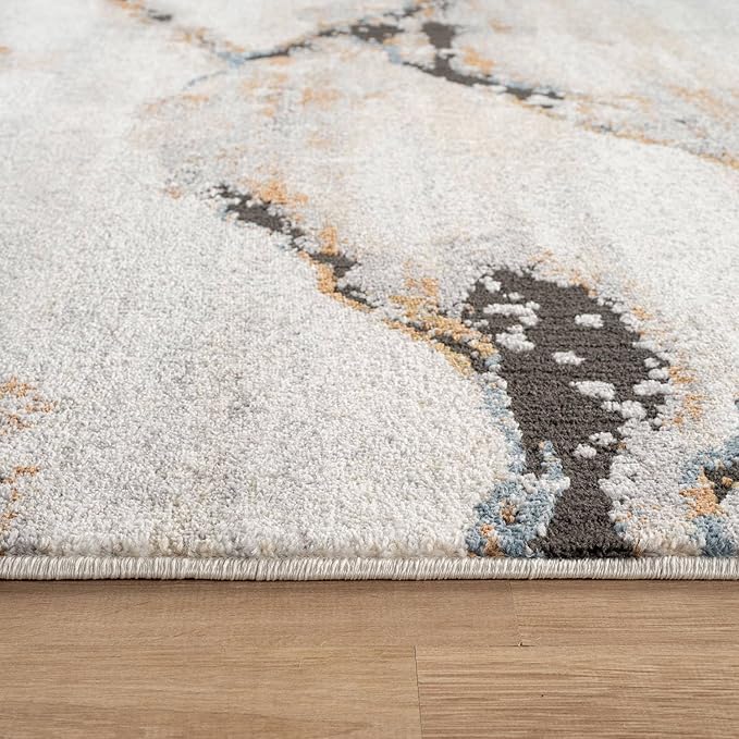 Rugshop Contemporary Gray Striated Area Rug Durable, Kid & Pet Friendly 6' 6" x 9' Great for Layering in Living Areas, Offices, or Under Dining Sets