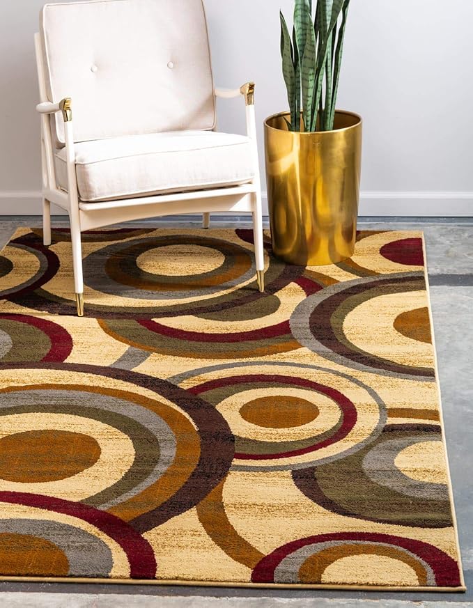 Unique Loom Barista Collection Area Rug - Kona (4' 1" x 6' 1" Rectangle, Beige/ Black)
