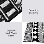 IOHOUZE Kitchen Hallway Runner Rug -2'x6' Boho Black White Entryway Runner Rugs for Halloween Decor/Fall Decor, Woven Indoor Outdoor Carpet Rugs, Washable Rag Rug for Bedroom/Bathroom/Laundry Room
