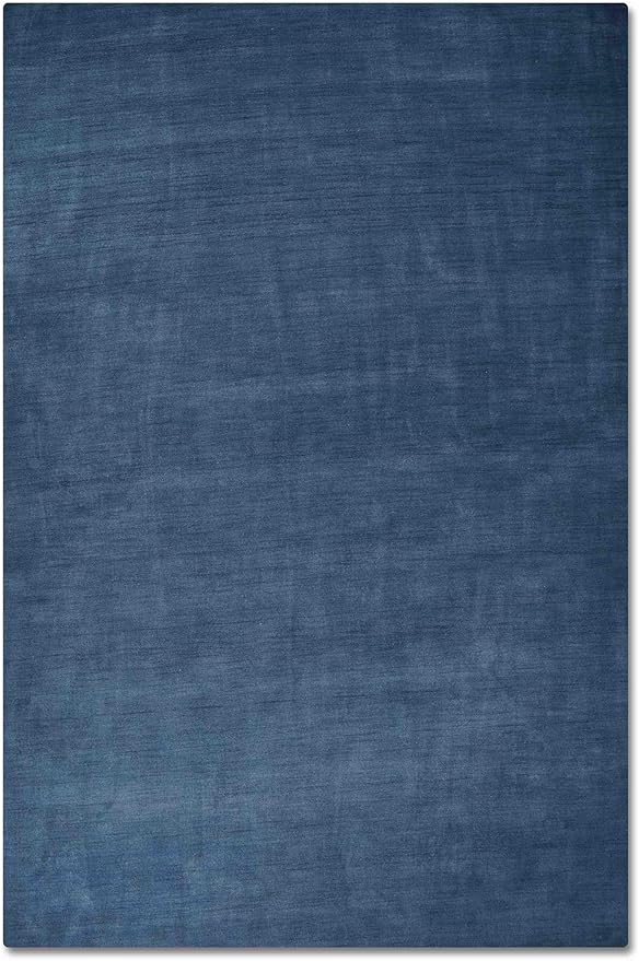 Rugsotic Carpets Hand Knotted Gabbeh Wool 10'x13' Area Rug Solid Blue L00111