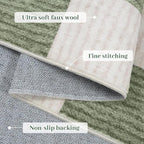 LIVEBOX Washable Runner Rug Checkered, 2x6 Green Runner Rugs for Hallway, Non-Slip Kitchen Runners, Farmhouse Neutral Classic Geometric for Hallways, Entryway, Bedroom, Bathroom(Green 2'x6')