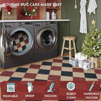 Lahome Christmas Runner Rug, 2x8 Christmas Kitchen Decor Checkered Non Slip Entryway Runner Rug, Checkerboard Red and Black Indoor Outdoor Xmas Decorations for Hallway 8ft Entry Bathroom