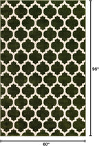 Rugs.com Lattice Collection Rug – 5' x 8' Dark Green Medium Rug Perfect for Bedrooms, Dining Rooms, Living Rooms