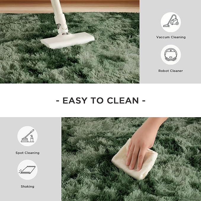Andency Soft Area Rugs for Living Room Bedroom, 5x8 Fluffy Shaggy Bedside Rug, Non-Slip Large Shag Fuzzy Plush Carpets for Bedroom Kids Dorm Nursery Home Decor Aesthetic, Tie-Dyed Army Green