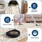 GarveeHome Washable Floral Area Rug 5x7 for Christmas Non Slip Bedroom Rug Soft Stain Resistant Large Dining Room Throw Carpet Low Pile Beige Bow Rugs Butterfly Flower Carpet for Living Room, 5x7