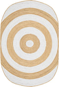 4x15 Oval Kilim Jute Runner – Oval Handmade Boho Rug, Flatweave Natural Jute, Solid White Beige 0.27" Thick Runner for Corridor, Entryway, Staircase, Hallway