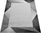 Paco Home Modern Area Rug Bordered with Geometric Pattern Grey Anthracite with Contour Cut, Size: 6'7" x 9'6"