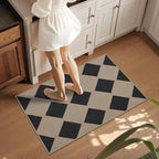 Checkered Easy Jute Entryway Rug 2x3 Indoor Outdoor Front Door Mat Washable Non Slip Farmhouse Neutral Low Pile Small Rug for Entryway Proch Kitchen