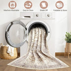 10x12 Area Rug Living Room: Washable Boho Large Neutral Vintage Soft Rugs Stain Resistant Farmhouse Non Slip Indoor Floor Carpet for Bedroom Nursery Kids Playroom Office Dining Room- Beige Brown