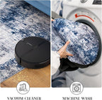 Modern Abstract Entryway Rug Indoor 2x3 Washable Non-Slip, Soft Grey Navy Blue Rug, Small Area Rug Kitchen Mat Thin Print Faux Wool Floor Carpet for Entrance Bedroom Office
