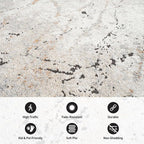 Rugshop Drifted Marble Abstract Area Rug Durable, Kid & Pet Friendly Gray, Ivory, Neutral Tones 7' 10" x 10' Ideal for Sectional Seating Areas, Bedrooms, or Large Dining Spaces
