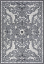 Lahome Boho Animal 6x9 Washable Living Room Area Rugs, Grey Soft Rugs for Bedroom, Botanical Large Boho Non Slip Dining Room Carpet for Under Table Office Kids Playroom (6x9ft,Grey)