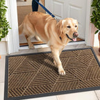 Kitinjoy Front Door Mat Outside Entrance, Sturdy Natural Dirt Trapper, Heavy Duty Rubber Doormat, Low Profile Non-Slip Backing, Easy Clean Floor Mat for Indoor Outdoor Entry, 29.5X17 Inch, Brown