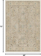 RUGGABLE Washable Area Rug – Kamran Ivory Opal 4x6, Stain-Resistant, Non-Slip – Medium Machine Washable Rugs for Living Room, Bedroom, Hallway, Entryway & Office–with Cushioned Pad