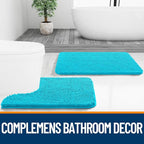 OLANLY Bathroom Rugs 30x20, Extra Soft Absorbent Chenille Bath Rugs, Rubber Backing Quick Dry, Machine Washable Bath Mats for Bathroom Floor, Tub and Shower, Home Decor Accessories, Aqua Sky