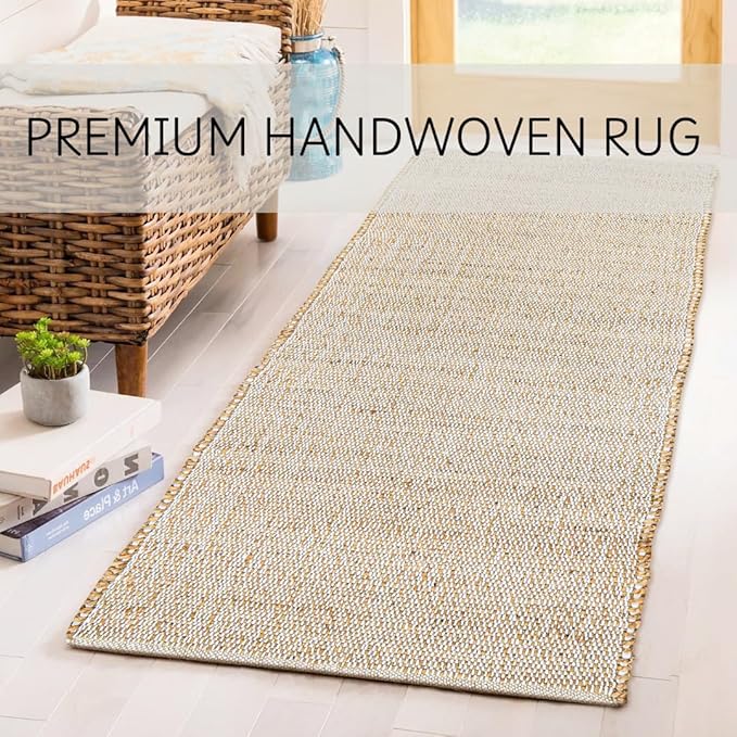 Savi Home Jute Cotton Hand Woven Area Runner Rug 2'x4.3', Natural Fibers, Rustic Farmhouse Style Rug, Vintage Bohemian Decor Rug for Bedroom, Dinning Room, Hallway, Office