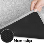 Area Rug with Non Slip Rubber Backing, Washable Soft Floor Carpet for Living Room, Kitchen, Entryway Indoor, Bedroom, Laundry, Low Pile Area Rugs, Solid Color with Pointillism Style, 3 * 5 ft Grey
