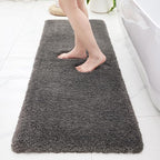 Bathroom Rugs 24x48 Non Slip Dark Grey Fluffy Bath Mat for Bathroom Floor Washable Plush Luxury Bath Rug for Tub Soft Shaggy Absorbent Shower Sink Mat