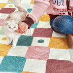 jinchan Macy Kids Rug for Nursery 6ft Radius Corner Washable Area Rug Modern Colorful Quarter Circle Rug Soft Non-Slip Carpet for Bedroom Playroom Daycare Reading Nook Classroom Confetti on Cream