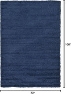 Unique Loom Solid Shag Collection Area Rug (6' 1" x 9' Rectangle, Sapphire Blue/ Navy Blue)