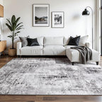 Washable Abstract Rug, 4x6 Modern Area Rugs with Non-Slip Rubber Backed for Living Room, Thin but Soft Contemporary Carpet Kitchen Bedroom Decor, Dark Grey