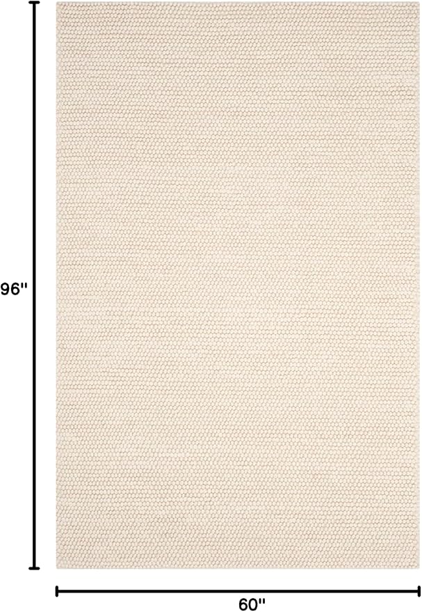 SAFAVIEH Area Rug 5x8 - Natura Collection - Ivory, Handmade Wool Blend, Textured Design, Ideal for Living Room, Bedroom, Dining Space (NAT620A)