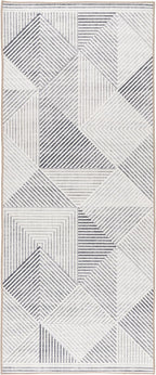 ReaLife Rugs Machine Washable Area Rug Runner - Living Room Bedroom Bathroom Kitchen Entryway Office - Padded Low Pile Stain Resistant Premium - Modern Geometric Contemporary - Miles - Gray 2'6" x 8'