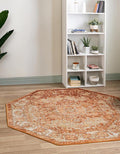 Unique Loom Isabella Collection Area Rug - Adjani (7' 10" Octagon, Rust Red/ Black)