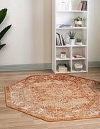Unique Loom Isabella Collection Area Rug - Adjani (5' 1" Octagon, Rust Red/ Black)
