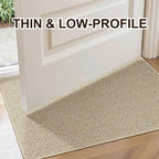Ultra Thin Door Mat Indoor Entrance 24"x47", Low-Profile Indoor Door Mat, Non Slip Entry Mat Rubber Backing Unique Herringbone Design Inside Doormat Dirt Trapper Entryway Mats, Beige