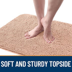 OLANLY Dog Door Mat for Muddy Paws 47x17, Absorbs Moisture and Dirt, Absorbent Non-Slip Washable Doormat, Quick Dry Chenille Mud Mat for Dogs, Entry Indoor Entryway Carpet for Inside Floor, Peach