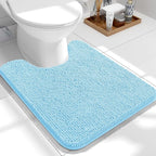 OLANLY Toilet Rugs U-Shaped 24x20, Extra Soft Absorbent Chenille Contour Bathroom Rugs for Toilet, Dry Quickly, Machine Washable, Non-Slip Bath Mat, Sky Blue