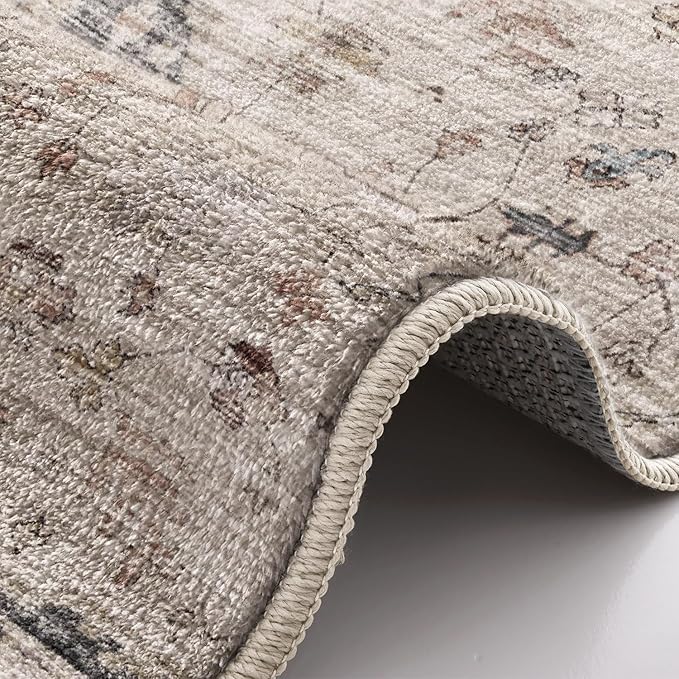 LUMI 8x12 Washable Area Rug for Living Room, Ultra Soft Traditional Rugs Non Slip with Rubber Backing, Low Profile, High Traffic, Stain Resistant Carpets, Ideal for Bedroom, Dining Room, Indoor