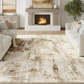 FMFUNCTEX 6x9 Washable Area Rug Brown Beige Neutral Abstract Modern Large Non Slip Carpet for Living Room Bedroom Soft Low Pile Indoor Mat Contemporary Throw Rug for Dining Kitchen Office Nursery