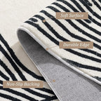YIHOUSE Modern Hallway Runner Rug, 2x6 Runner Rugs, Black and White Rug Thin Non-Slip Washable Rugs, Soft Contemporary Striped Carpet for Entryway Indoor, Kitchen, Laundry, Bedroom