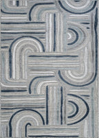 CAMILSON Indoor Outdoor Rug, Blue 5x7 Geometric Arch Striped Area Rugs for Patio and Home Areas, Easy-Cleaning Non-Shedding Living Room, Garden and Deck Washable Outside Carpet (5 x 7)
