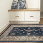 RUGGABLE Washable Vintage Area Rug – Verena Sapphire 4x6, Stain-Resistant, Non-Slip – Medium Machine Washable Rugs for Living Room, Bedroom, Hallway, Entryway & Office–with Cushioned Pad