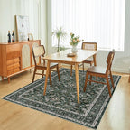WITSHOCK Living Room Area Rugs 5x7: Soft Non-Slip Backing Washable Rugs Vintage Large Carpet for Bedroom Office Dining Room Kitchen Stain Resistant Home Decor Rug, Dark Green