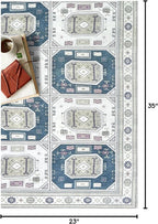 Fame Living Faded Oushak Rug, Turkish Vintage Floral Pastel Large Oversized Area Rugs for Living Room Dining Bedroom Kitchen Bathroom Nursery (848CrNv, 2' x 3')
